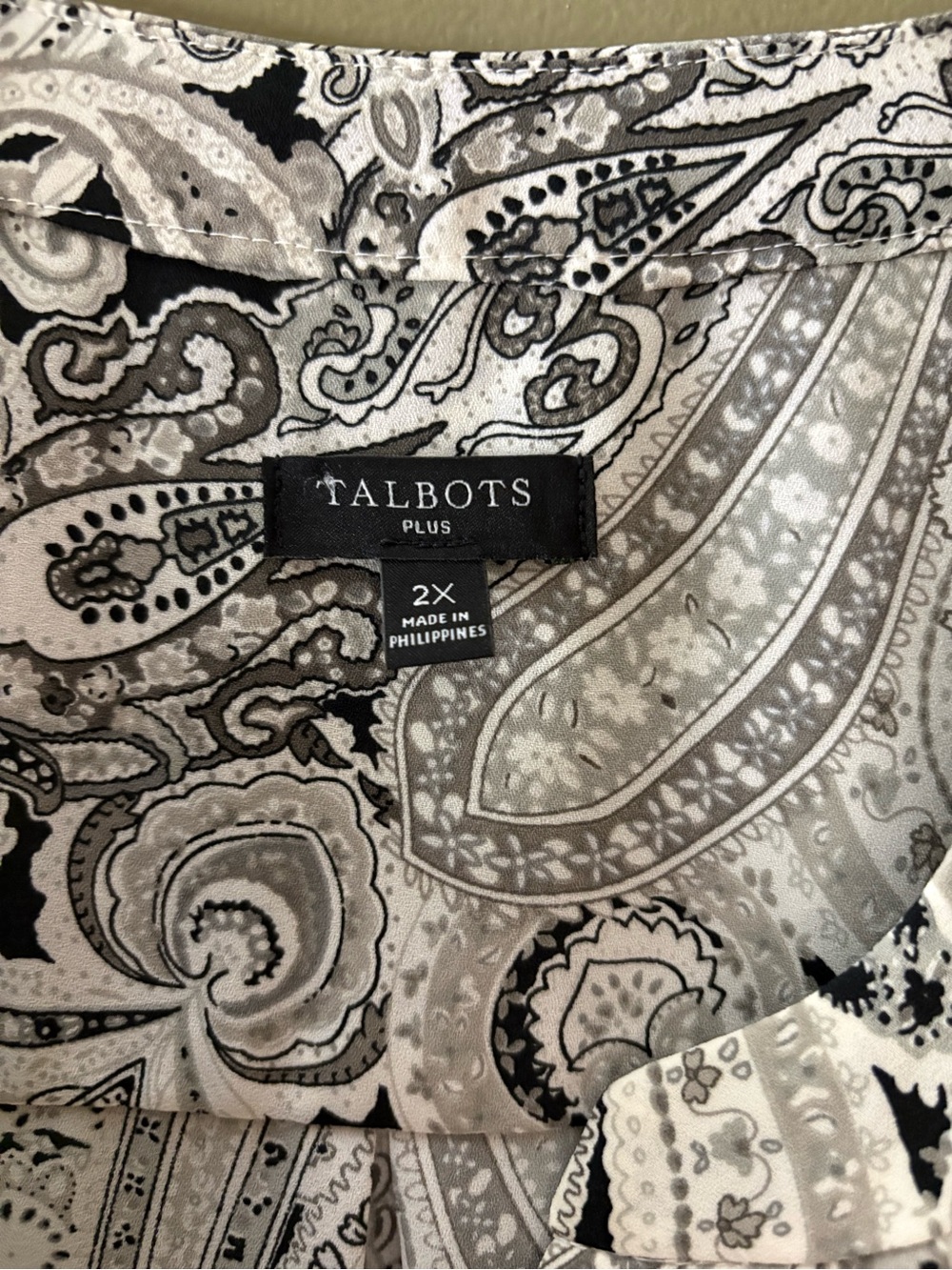 Talbots Black & White Paisley V-Neck Tunic Size 2X - Picture 4 of 12